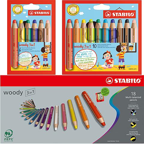Gevangenisstraf Concreet hoofd Woody 3 in 1 kleurpotloden sets - Swan Stabilo - Kleur- en aquarelpotloden  - Tekenmateriaal - Producten - Van der Linde